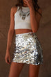 Rosiedress Elastic Waist Sequin Bodycon Mini Skirt