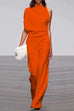 Rosiedress Cowl Neck One Shoulder Batwing Sleeve Party Suit