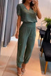 Rosiedress V Neck Short Sleeve Top High Waist Tapered Pants Set