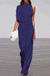 Rosiedress Cowl Neck One Shoulder Batwing Sleeve Party Suit