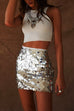 Rosiedress Elastic Waist Sequin Bodycon Mini Skirt