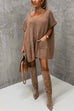 Rosiedress Oversized V Neck Short Sleeves Pocketed Poncho Sweater