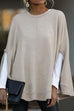 Rosiedress Solid Crewneck Batwing Sleeve Cloak Pullovers