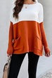 Rosiedress Color Block Knit Pullovers With Pockets