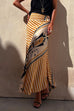 Rosiedress High Waist Stripes Splice Printed Maxi Irregular Skirt