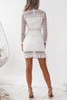 Rosiedress Mockneck Back Zipper Lace Splice Hollow Out Dress