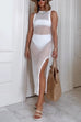 Rosiedress Backless Side Slit Bikini Cover Up Dress