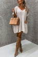 Rosiedress Oversized V Neck Short Sleeves Pocketed Poncho Sweater