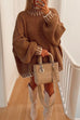 Rosiedress Turtleneck Drop Shoulder Color Block Pullover Sweater