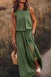Rosiedress Sleeveless Waisted Slit Maxi Tank Dress