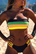 Rosiedress Rainbow Striped Tube Top Bandeau Bikini Set