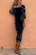 Rosiedress Cold Shoulder Batwing Sleeve Waisted Tie Dye Dress