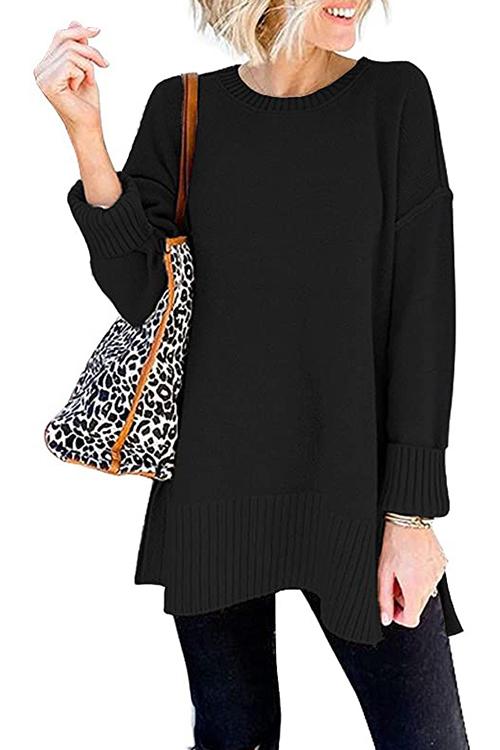 Rosiedress Drop Shoulder Side Split Loose Sweater