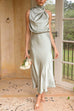 Rosiedress Solid Halter Waisted Irregular Sleeveless Dress