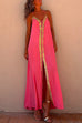 Rosiedress V Neck Backless Sequin Detailed Slit Maxi Cami Dress