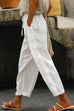 Rosiedress Drawstring Elastic Waist Cotton Linen Tapered Pants