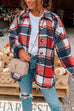 Rosiedress Drop Shoulder Button Up Plaid Shirt Coat