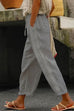 Rosiedress Drawstring Elastic Waist Cotton Linen Tapered Pants