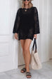 Rosiedress Long Sleeves Hollow Out Crochet Beach Cover Up Dress