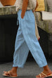 Rosiedress Drawstring Elastic Waist Cotton Linen Tapered Pants