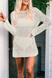 Rosiedress Long Sleeves Hollow Out Crochet Beach Cover Up Dress