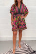 Rosiedress V Neck High Waist Wide Leg Printed Ruffle Romper