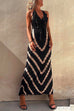 Rosiedress Halter V Neck Ruffle Drape Front Printed Maxi Dress