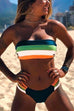 Rosiedress Rainbow Striped Tube Top Bandeau Bikini Set