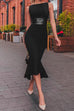 Rosiedress Sleeveless Faux Leather Splice Bodycon Mermaid Dress