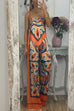 Rosiedress Tie Back Irregular Cami Top Wide leg Pants Printed Set
