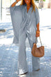 Rosiedress Cross Front Batwing Top Wide Leg Pants Cotton Linen Set