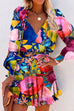 Rosiedress Drawstring V Neck Waisted Printed Dress