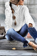 Rosiedress Mockneck Solid Cable Knit Pullover Sweater
