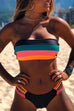 Rosiedress Rainbow Striped Tube Top Bandeau Bikini Set
