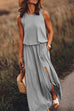 Rosiedress Sleeveless Waisted Slit Maxi Tank Dress