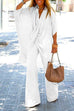 Rosiedress Cross Front Batwing Top Wide Leg Pants Cotton Linen Set