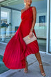 Rosiedress One Shoulder Cut Out Waist Irregular Pleated Party Dress