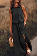 Rosiedress Sleeveless Waisted Slit Maxi Tank Dress