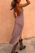 Rosiedress Halter Cowl Neck Backless High Low Hem Dress