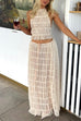 Rosiedress Halter Backless Crop Top Pleated Maxi Skirt Set