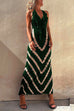 Rosiedress Halter V Neck Ruffle Drape Front Printed Maxi Dress