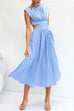 Rosiedress Mockneck Cut Out Waist Pockets Swing Dress