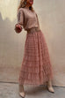 Rosiedress Tulle Layered Ruffle Mesh Maxi Skirt