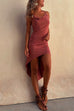 Rosiedress Halter Cowl Neck Backless High Low Hem Dress