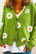 Rosiedress V Neck Button Up Daisy Embroidery Sweater Cardigan