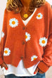 Rosiedress V Neck Button Up Daisy Embroidery Sweater Cardigan