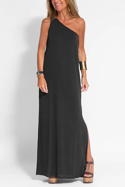 Rosiedress Sleeveless One Shoulder Side Split Maxi Dress