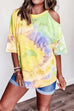 Rosiedress Cold Shoulder Short Sleeve Tie Dye T-shirt
